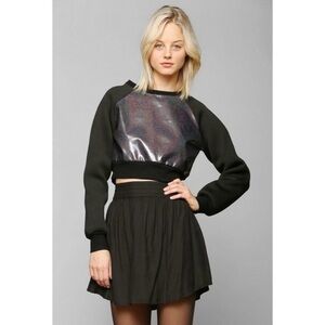 UNIF Neoprene Holographic Crop Sweatshirt Festival Burning Man Steam Punk SZ S